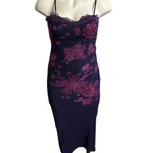 Floral Lace Trim dress - Purple and Pink